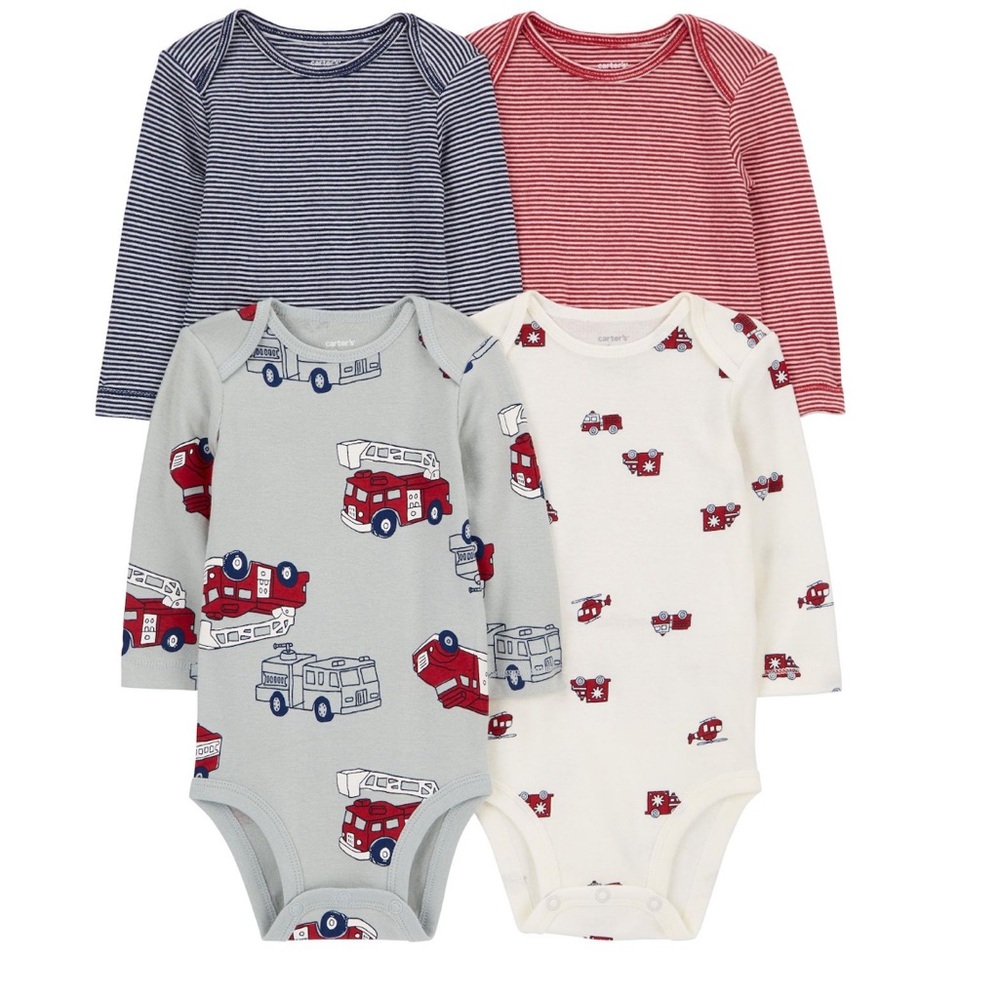 Carter's 4 pack Fire Truck Bodysuits